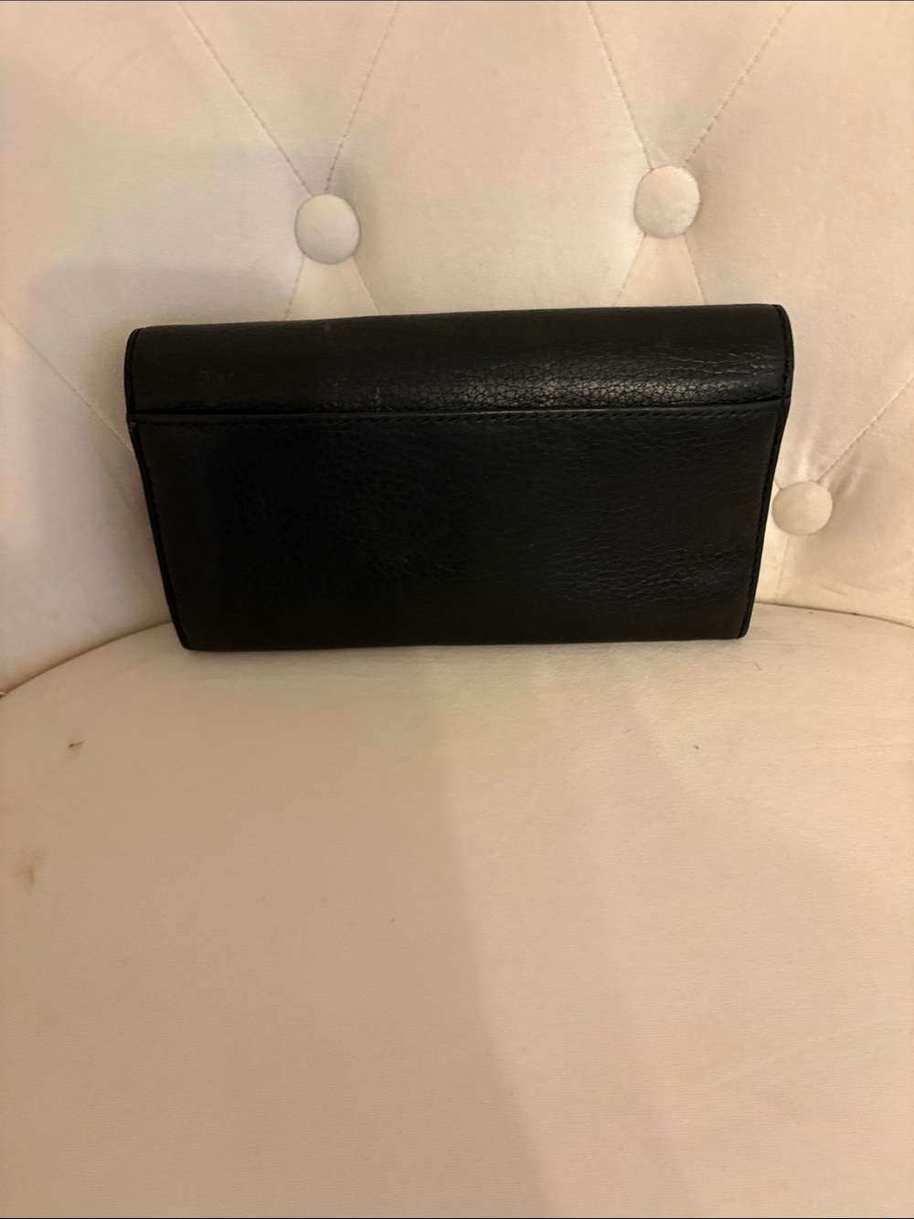 Michael Kors Black Pebbled Leather MK Flap Wallet with Gold Logo - Picture 3 of 4